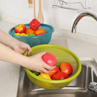 茶花洗菜篮子沥水篮塑料加厚滤水筛厨房客厅水果盆篮洗菜盆s346