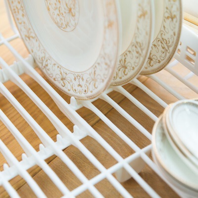 茶花碗柜沥水碗架篮塑料放碗碟架箱碗筷餐具收纳带盖大号厨房置物架用品1817 粉红色s346
