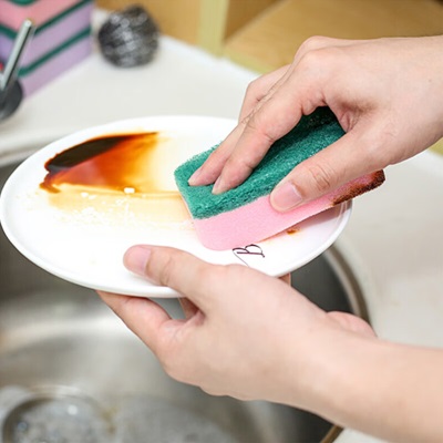 茶花海绵百洁布洗碗布清洁布去污厨房洗碗擦吸水清洁用品 一包8片装s346