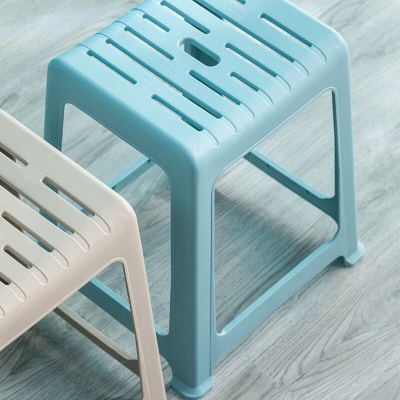 茶花凳子塑料加厚成人椅凳家用餐桌凳时尚防滑方凳条纹彩色高板凳0838s346