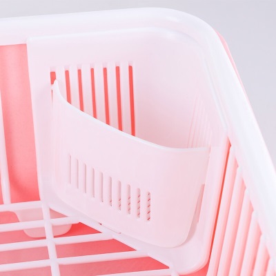 茶花碗柜沥水碗架篮塑料放碗碟架箱碗筷餐具收纳带盖大号厨房置物架用品1817 粉红色s346