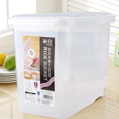 茶花米桶储米箱面粉桶配量杯带底滑轮s346