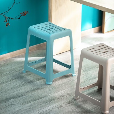 茶花凳子塑料加厚成人椅凳家用餐桌凳时尚防滑方凳条纹彩色高板凳0838s346