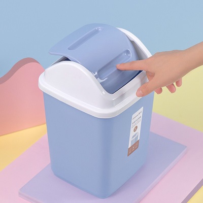 茶花垃圾桶家用欧式创意有盖厨房卧室客厅卫生间塑料废纸篓1202s346