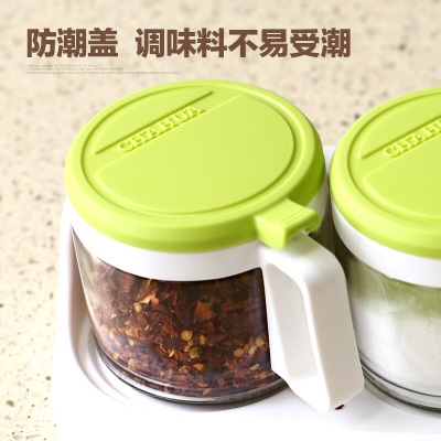 茶花玻璃调味盒调味罐调料盒厨房调料罐糖盐味精罐盒厨房用品s346