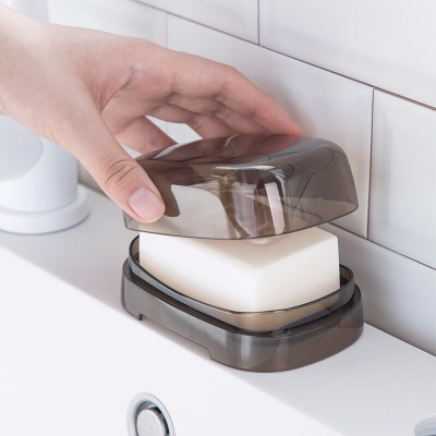 茶花香皂盒欧式高档带盖沥水香罩盒卫生间创意北欧ins家用肥皂盒 茜拉普s346
