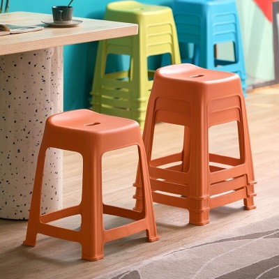 茶花贝壳家用成人塑料凳子防滑板凳简约客厅加厚方凳餐桌高凳109002s346