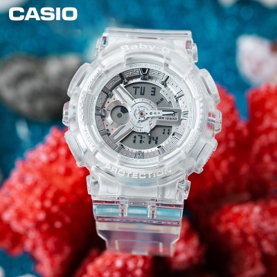 卡西欧（CASIO）BABY-G BA-110CR深海珊瑚透明防水炫彩运动女表s347