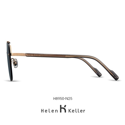 海伦凯勒新款墨镜时尚双梁金属无框太阳眼镜韩版潮流变色墨镜男H8950s348