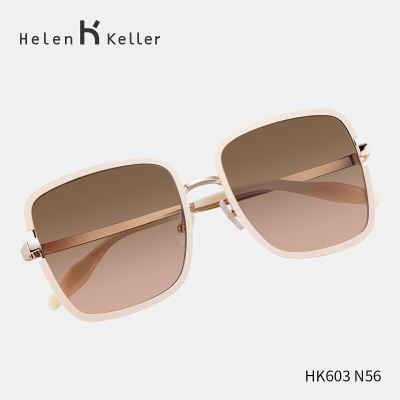 海伦凯勒（HELEN KELLER）新款墨镜出游百搭小香风美妆太阳镜修颜大方框偏光墨镜女HK603s348