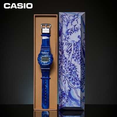 卡西欧（CASIO）G-SHOCK 王鹤棣同款CHINA BLUE青花瓷主题限量滑板联名礼盒款s347