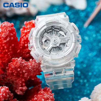 卡西欧（CASIO）BABY-G BA-110CR深海珊瑚透明防水炫彩运动女表s347