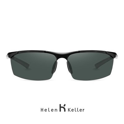 海伦凯勒钓鱼眼镜运动骑行太阳镜商务开拓者系列男款偏光太阳镜H8871 半光哑黑+全色墨绿N23s348