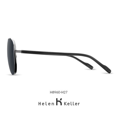 海伦凯勒墨镜新款经典双梁太阳镜韩版潮流飞行员墨镜偏光驾驶眼镜男H8960s348