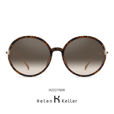 海伦凯勒新款太阳镜女士复古圆框优雅时尚墨镜H2221s348