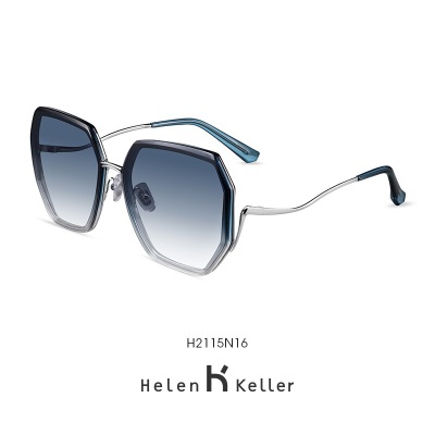 海伦凯勒（HELEN KELLER） 太阳镜女几何框型时尚墨镜女大脸显瘦偏光防紫外线眼镜H2115s348