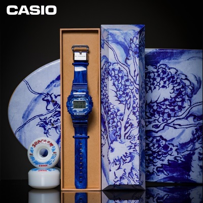 卡西欧（CASIO）G-SHOCK 王鹤棣同款CHINA BLUE青花瓷主题限量滑板联名礼盒款s347