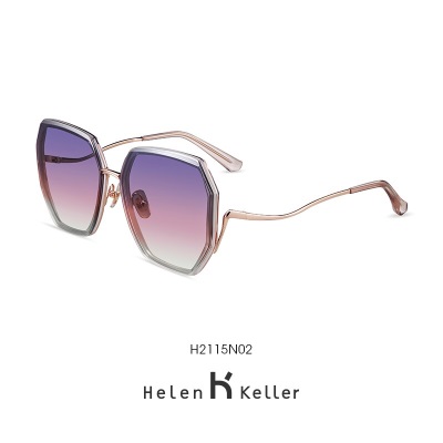 海伦凯勒（HELEN KELLER） 太阳镜女几何框型时尚墨镜女大脸显瘦偏光防紫外线眼镜H2115s348