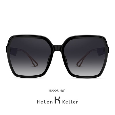 海伦凯勒（HELEN KELLER） 太阳镜女新款优雅摩登经典方框墨镜女H2228