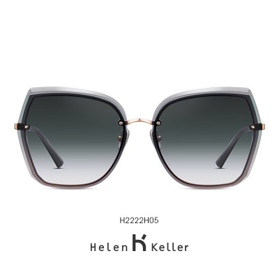 海伦凯勒新品优雅淑女多边大框墨镜时尚彩色太阳镜女H2222