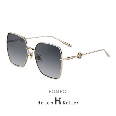 海伦凯勒（HELEN KELLER） 墨镜女复古温柔修颜大框太阳眼镜女士方框墨镜H2226