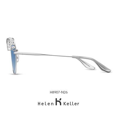海伦凯勒眼镜新款圆形金属眉框太阳眼镜女果冻色水晶镜框网红款墨镜H8907
