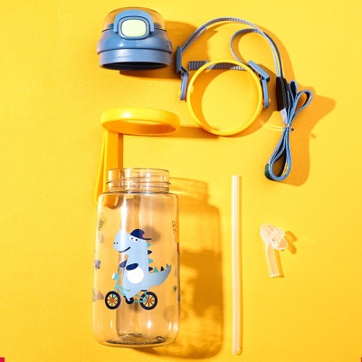 富光塔塔塑料儿童水杯tritan夏季吸管杯小学生大容量运动户外太空杯子 蓝色s349