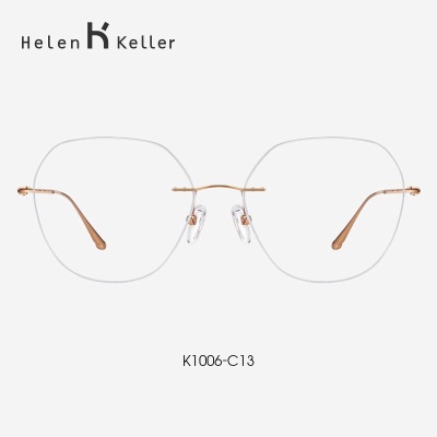 海伦凯勒（HELEN KELLER）【王一博同款】透颜系列近视配镜无框美边钛架眼镜男女K1006