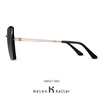 海伦凯勒（HELEN KELLER） 海伦凯勒新款圆脸几何大框太阳镜女摩登优雅高清偏光墨镜H8927