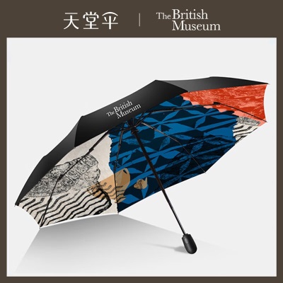 天堂伞大英博物馆系列便携折叠晴雨两用伞黑胶防晒遮阳伞太阳伞款女s353