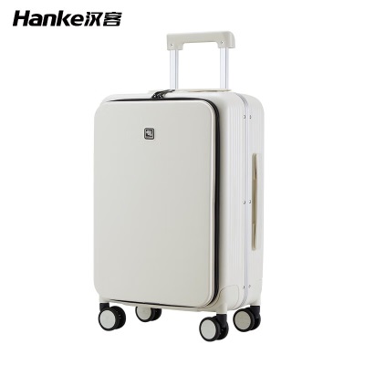 汉客（HANKE）行李箱前开盖铝框女小型登机拉杆箱前置开口商务旅行箱子男密码箱s357