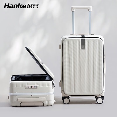 汉客（HANKE）前开盖行李箱大容量女登机铝框拉杆箱商务男差旅行箱子学生密码箱s357