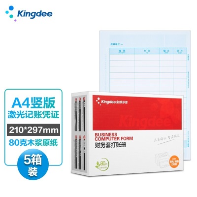 金蝶 kingdee KP-J107S财务凭证打印纸80g A4竖版金额记账凭证纸210*297mm 5箱s360