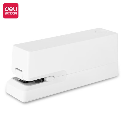得力(deli)双电源电动订书机 电子自动装订订书器 适配24/6或26/6订书钉 办公用品 白色s359