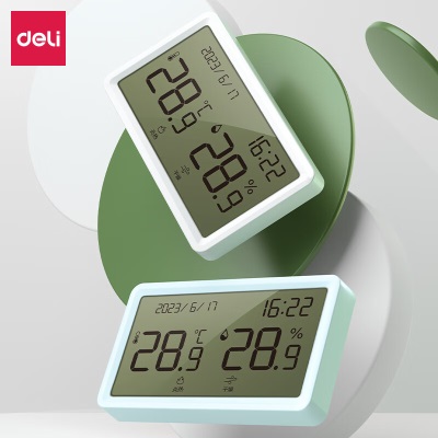 得力(deli)室内温湿度表 LCD电子温湿度计 婴儿房s359