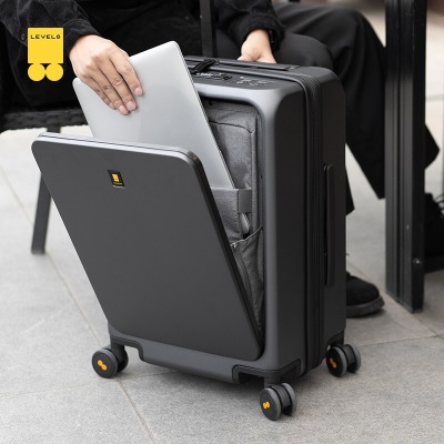 地平线8号（LEVEL8）行李箱旅行拉杆箱20英寸男女商务登机箱前开盖万向轮密码箱灰色s362