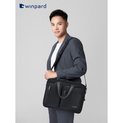 威豹（WINPARD）商务公文包男士大容量手提包电脑包多隔层休闲横款单肩斜挎包s363