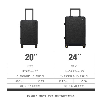 地平线8号（LEVEL8）行李箱男女登机旅行箱20英寸PC布拼接款拉杆箱城市脉搏系列秩序黑s362