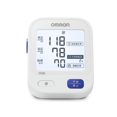 欧姆龙（OMRON）电子血压计家用上臂式背光款血压仪U722 上臂式智能加压血压测量仪 【大屏背光款】血压计U722标配电池s361