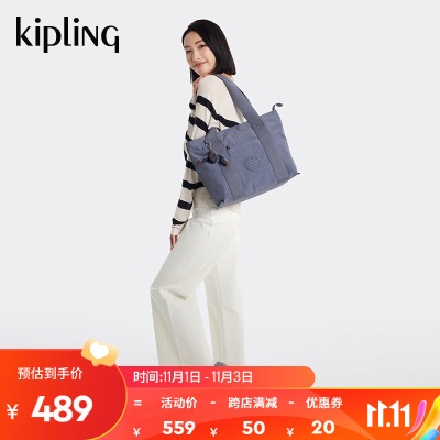 Kipling女款轻便帆布包2023秋冬新款休闲手提包托特包ERA系列s366pc