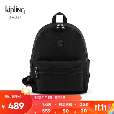 Kipling男女款大容量轻便帆布包新款休闲书包双肩背包BOUREEs366pc