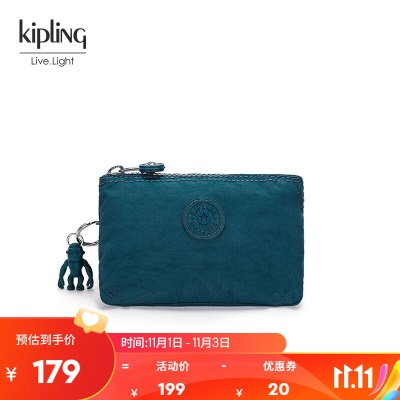 Kipling女款轻便帆布包2023秋冬新款小卡包手拿包CREATIVITY Ss366pc