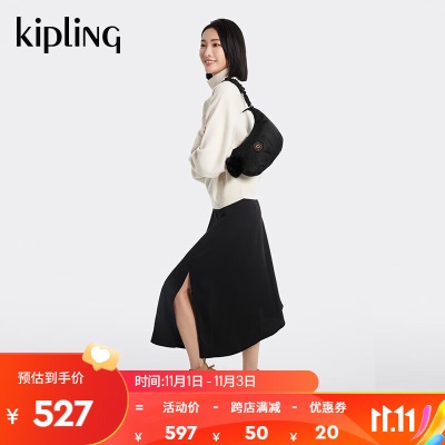 Kipling女款轻便帆布包2023秋冬新款时尚休闲手提包腋下包LIDYA 色丁黑拼玫瑰金s366pc