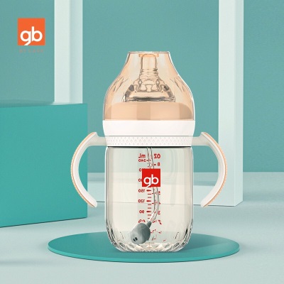 好孩子（gb）PPSU婴儿奶瓶宽口径奶瓶带手柄吸管铂金系列240ml藕粉s372p