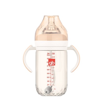 好孩子（gb）PPSU婴儿奶瓶宽口径奶瓶带手柄吸管铂金系列300ml藕粉s372p