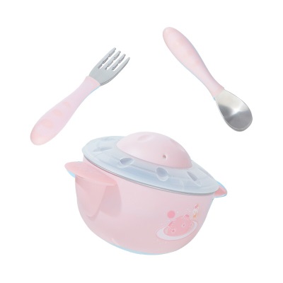 好孩子（gb）注水保温碗婴儿辅食碗316不锈钢吸盘儿童餐具三件套s372p