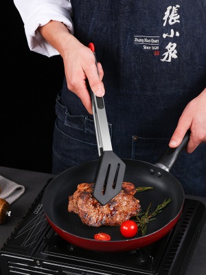 张小泉食品夹不锈钢硅胶耐高温防烫烤肉烧烤食物夹菜煎牛排夹子s374