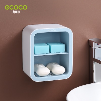 双层肥皂盒吸盘免打孔壁挂式免钉放罩置物架卫生间创意沥水香皂盒s375g