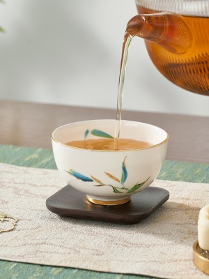 华光国瓷淄博骨瓷泡茶杯陶瓷主人杯单杯茶盏公道杯单只茶杯青竹s377p