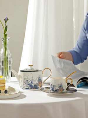 华光骨瓷咖啡套装轻奢华美式欧式下午茶咖啡具组合礼盒装罗马竖纹s377p